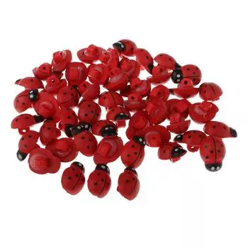 50 шт. деревянные пуговицы в форме божьей коровки для рукоделия, шитья, красные as described красный