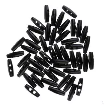 50 шт. деревянных овальных швейных пуговиц с 2 отверстиями 30 x 10 мм, черные