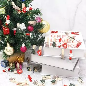 50 шт. деревянных зажимов, мини-прищепок, маленьких изысканных деревянных зажимов в виде снежинок для подвешивания рождественских открыток, фотографий, поделок