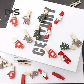 50 шт. деревянных зажимов, мини-прищепок, маленьких, изысканных, с рисунком снежинок, деревянных зажимов для подвешивания рождественских открыток, фотографий, поделок, красных, зеленых, крошечных зажимов с B