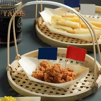 50 шт. деревянный поднос для закусок, экологически чистые одноразовые тарелки для закусок в форме лодки, нетоксичные сервировочные подносы для вечеринок, свадеб, семейных посиделок 4Inch