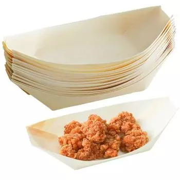 50 шт. деревянный поднос для закусок, экологически чистые одноразовые тарелки для закусок в форме лодки, нетоксичные сервировочные подносы для вечеринок, свадеб, семейных посиделок 4Inch