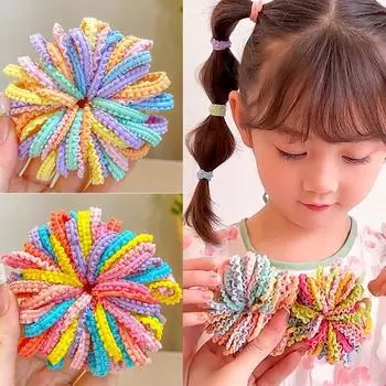 50 шт., детские милые однотонные эластичные ленты для волос, корейские волнистые кольца для волос, резинки, модные повязки на голову для детей, аксессуары для волос