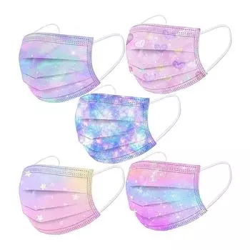 50 шт. детские повязки на лицо с принтом звездного неба, утолщенные, 3 слоя, дышащие, детские повязки на рот Assorted Color