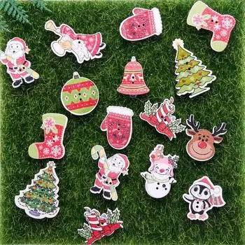 50 шт. DIY 2 отверстия деревянные пуговицы деревянные рождественские декоративные мультфильмы ручная работа скрапбукинг для поделок принадлежности для шитья