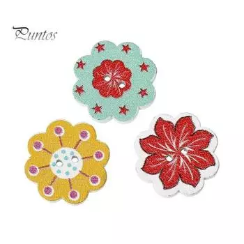 50 шт. DIY восьмиугольные пуговицы с цветочным принтом, аксессуары для шитья для скрапбукинга