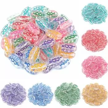 50 шт. DIY Звездное небо для изготовления ювелирных изделий, смешанные свободные бусины, прозрачные акриловые бусины с узором в виде сердца, ручная работа, стрела через сердце разноцветный