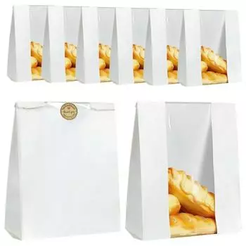 50 шт., домашние пакеты для хлеба с окном, без BPA, пакеты для хранения пищевых продуктов, бумажные хлебобулочные изделия жёлтый