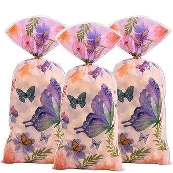 50 шт. фиолетовая бабочка конфеты печенье подарочная упаковка мешок подарок на день рождения еда мешок подарок невесты вечеринка любимая 28x13