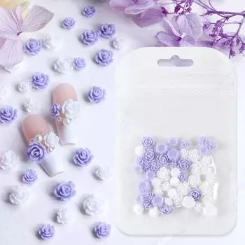 50 шт. Фиолетовые Белые Камелии Розовые Подвески для Нейл-арта Цветочные Украшения Для Ногтей Из Смолы Аксессуары Летние Принадлежности Для Дизайна Маникюра Сделай Сам