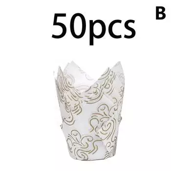 50 шт. формочки для кексов в форме тюльпана, бумажные стаканчики для кексов в форме тюльпана, маслостойкая обертка для торта, формы для выпечки, кондитерские инструменты