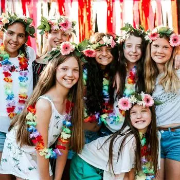 50 шт. гавайские цветочные ожерелья гавайские гирлянды разноцветные гавайские ожерелья для пляжной вечеринки луау свадьбы дня рождения фото