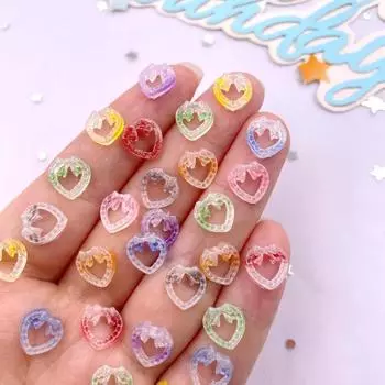 50 шт. Глиттер смешанная смола Красочные Милые Бантики Сердечки Нейл-арт Плоская спинка Стразы Аппликация DIY Свадебные Скрапбуки Декор