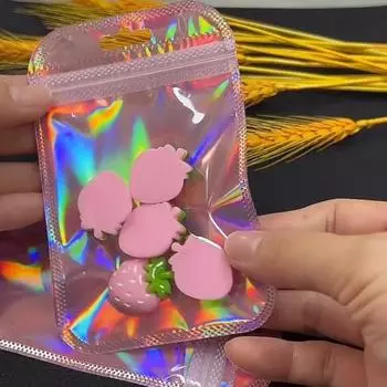 50 шт. голографическая сумка переливающаяся герметичная водонепроницаемая хорошо герметизирующая компактная сумка для хранения ювелирных изделий пластиковая прозрачная самозапечатывающаяся сумка на молнии для женщин C