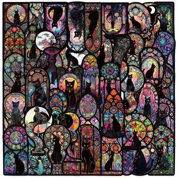 50 шт. Готические Темные Черные Кошки Луна Наклейки Крутые Хэллоуин Таро Готические Декали Сделай Сам Скрапбук Бутылка Телефон Багаж Автомобильная Наклейка