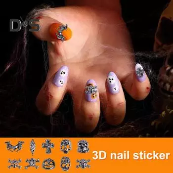 50 шт. Хэллоуин готический панк стиль нейл-арт подвески 3D паук крест череп летучая мышь кулон дизайн сплав украшения аксессуары для маникюра своими руками Sets