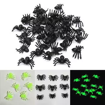 50 шт., хитрая игрушка, ужас, черная паутина, украшение для вечеринки, дом с привидениями, паук, украшение на Хэллоуин 1.5x1cm чёрный