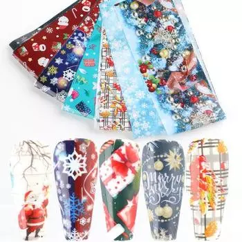 50 шт. Хорошие блестящие визуальные эффекты, привлекающие внимание наклейки для ногтей, переводные наклейки из фольги, рождественские принадлежности для декора ногтей B