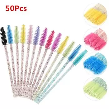 50 шт., хрустальная кисть для ресниц, одноразовая тушь для ресниц, палочки для прививки ресниц, щипцы для завивки ресниц, кисти для макияжа