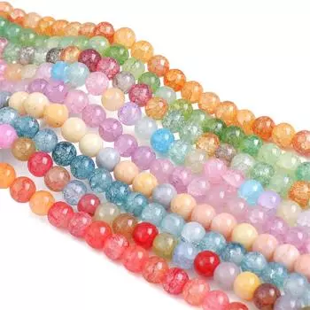 50 шт. хрустальные стеклянные бусины, цветные ледяные треснувшие шарики, свободные бусины-разделители для DIY, ожерелье, браслет, изготовление ювелирных изделий