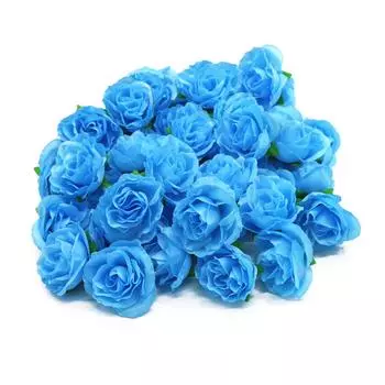 50 шт. имитация головки розы декоративная многоразовая шелковая искусственная роза для свадебной вечеринки синий
