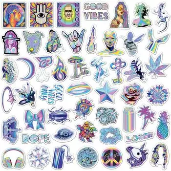 50 шт., Ins Wind, красочные лазерные наклейки, такие же милые наклейки, Vtuber, наклейки для багажа, наклейки на кружку, наклейки для украшения ноутбука