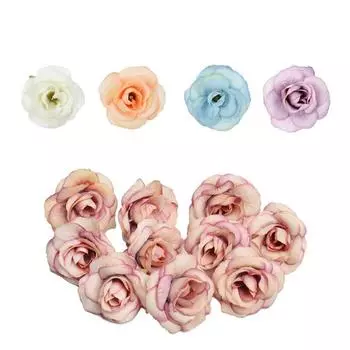 50 шт. искусственные цветы подарки аксессуары имитация цветов шелковая роза головка DIY ремесло венок свадебный декор