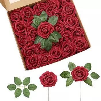 50 шт. искусственных роз, искусственные цветы, искусственная пенопластовая роза, искусственная роза со стеблем, свадебный букет своими руками, центральное украшение для девичника, цветочная композиция для вечеринки 50pcs чистый белый