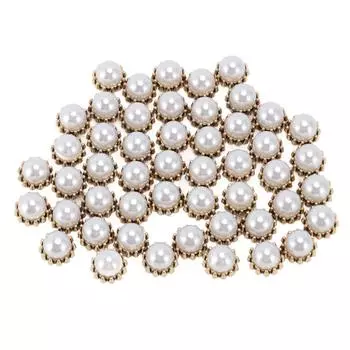 50 шт. искусственных жемчужин для дизайна ногтей с металлической золотой основой, встроенные 3D-украшения для маникюра, чары для дизайна ногтей