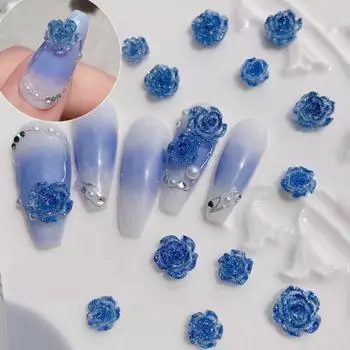 50 шт. Камелии для ногтей, трехмерные блестящие визуальные эффекты, блестки, сделай сам, мини-3D украшения для маникюра для маникюра красный