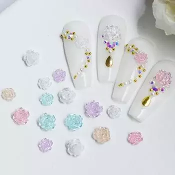 50 шт. камелии для ногтей, трехмерные блестящие визуальные эффекты, сделай сам, мини модные украшения для маникюра, ремесленные украшения для маникюра белый