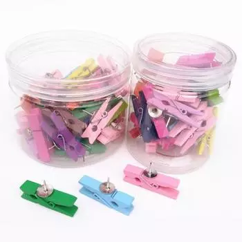 50 шт. канцелярские кнопки с деревянными зажимами художественные работы ремесло фото зажимы для показа красочные декоративные канцелярские кнопки кнопки разноцветный