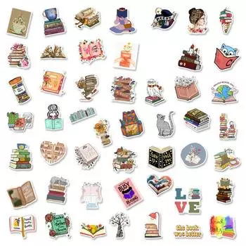 50 шт., канцелярские наклейки, водонепроницаемые, яркий дизайн, наклейки с узором для чтения книг для детей, подростков, взрослых