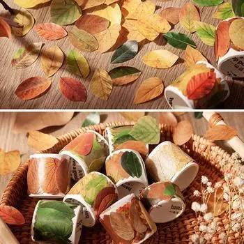 50 шт. Kawaiii Leaves Washi Tape Скрапбукинг Наклейки Милые Наклейки Рулоны Самоклеящиеся Наклейки Для Украшения Сделай Сам Для Искусства Ремесла 35mmx35mm