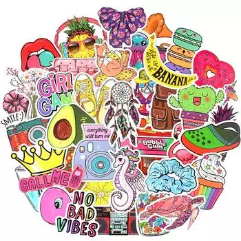 50 шт., кавайные наклейки с героями мультфильмов Vsco для девочек, игрушки для детей, милые наклейки для DIY ноутбука, велосипеда, мото автомобиля, багажа, скейтборда, наклейки