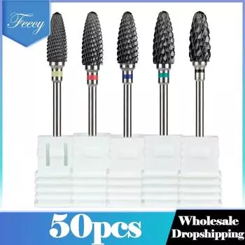 50 шт., керамические фрезы для ногтей, фрезы для снятия гель-лака, маникюра, вращающиеся заусенцы, педикюрные фрезы для ногтей, аксессуары