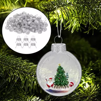 50 шт. колпачков для рождественских украшений, сменные рождественские украшения. Вешалки-колпачки, круглые, серебряный