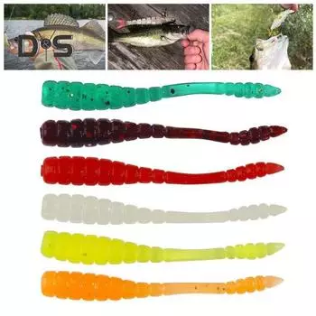 50 шт./компл. 4 см/0,4 г мягкий червь приманка реалистичная бионический спиральный личинка искусственный цветной червь приманка пресноводная соленая рыба аксессуары B