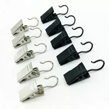 50 шт./компл. черный серебристый металлический крючок клипсы подвесной зажим для штор вешалка аксессуары для дома