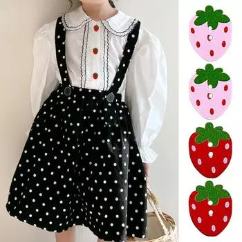 50 шт./компл. деревянные пуговицы с 2 отверстиями, аксессуары для одежды ручной работы, красные, розовые, в форме клубники, швейные пуговицы для детской одежды красный