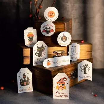 50 шт./компл. Хэллоуин креативные бирки подарочные пакеты коробка для хранения конфет украшение тыква привидение кошка карнавальная ночь DIY декор карты набор As Picture