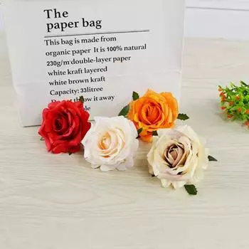 50 шт./компл., искусственный цветок, яркий, не требует воды, элегантный, имитация цветка розы темно-красного