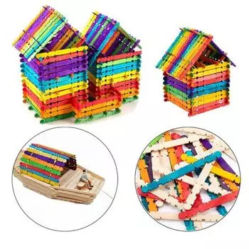 50 шт./компл., креативное ремесло, изготовление палочек для мороженого, сделай сам, натуральное дерево, палочка для льда, инструменты для рукоделия разноцветный