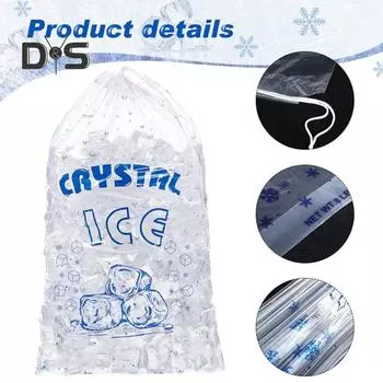 50 шт./компл. мешок для кубиков льда, прозрачный полиэтиленовый регулируемый шнурок, герметичный сверхмощный мешок для хранения льда, кухонные принадлежности 50pcs