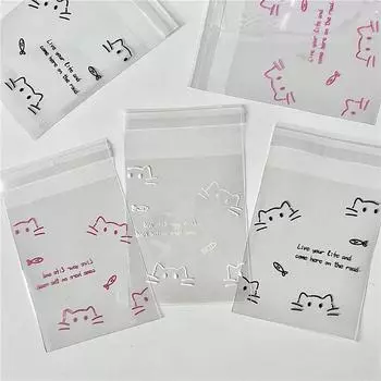 50 шт./компл. милый кот Kpop Idol чехол для фотокарт милый мультяшный кот сумка для хранения ювелирных изделий портативный прозрачный держатель для карт чёрный