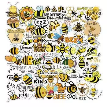 50 шт./компл. мультяшные наклейки водонепроницаемые самоклеящиеся мини милые желтые пчелы наклейка на чемодан для детей Sets