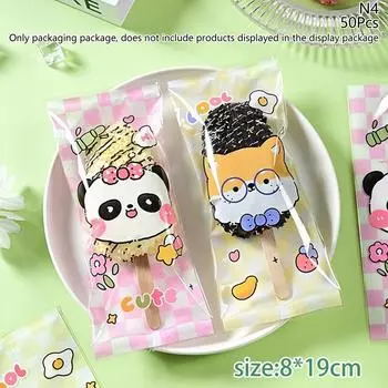 50 шт./компл. мультяшные пакеты для мороженого пищевого класса одноразовые пластиковые пакеты для мороженого замораживание лакомства хранение прозрачная форма для мороженого