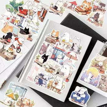 50 шт./компл., наклейка с изображением мультяшного животного, водонепроницаемая крышка для телефона, скейтборда, багажа, неповторяющиеся наклейки для ноутбука, скрапбукинга, принадлежности «сделай сам»