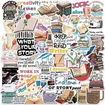 50 шт./компл. наклейки для любителей чтения для детей подростков мультфильм писатель граффити наклейки для учителей и студентов водонепроницаемые виниловые художественные наклейки для