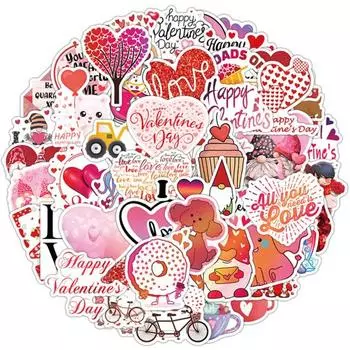 50 шт./компл. очаровательный водонепроницаемый цветной чехол для телефона наклейка День святого Валентина скейтборд граффити принадлежности для вечеринки